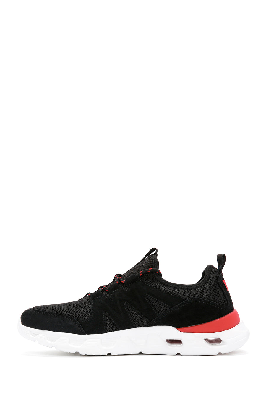 Men's Black Lace-up Thick-Sole Leather Sneaker
