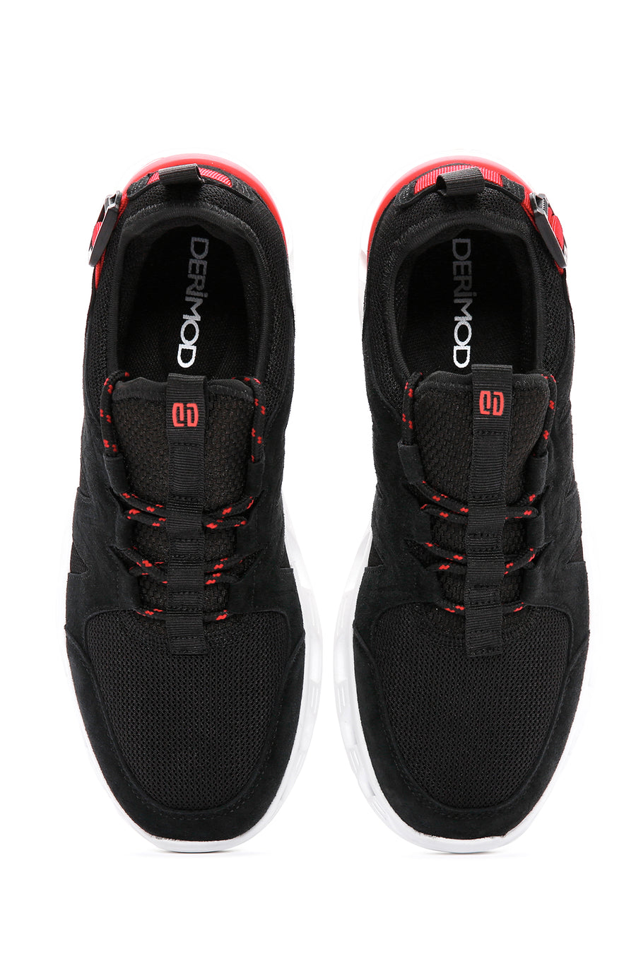 Men's Black Lace-up Thick-Sole Leather Sneaker