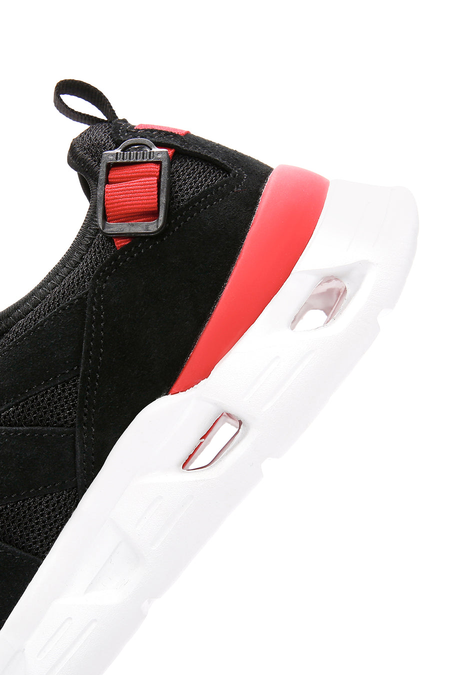 Men's Black Lace-up Thick-Sole Leather Sneaker