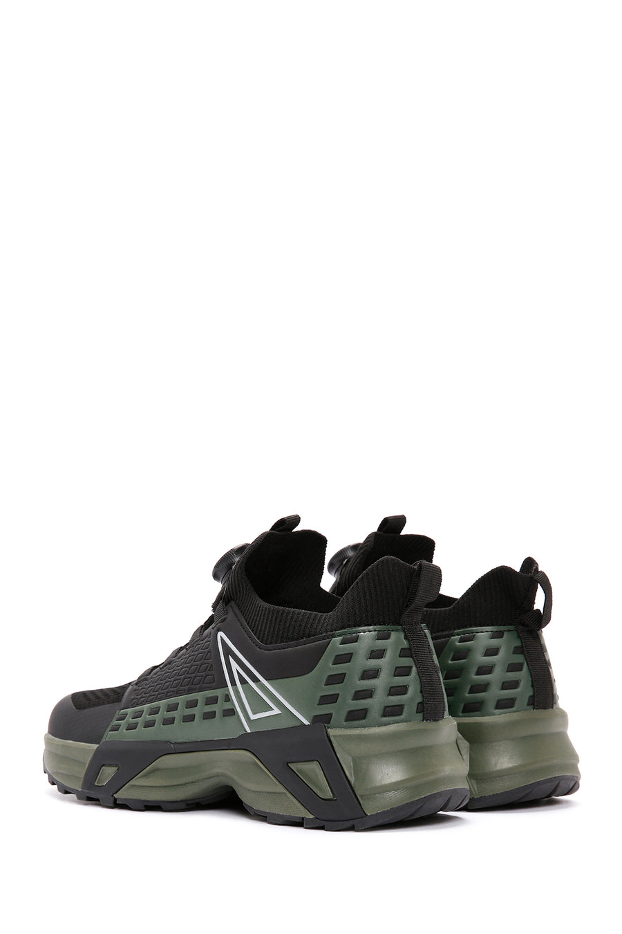 Erkek Haki Bağcık Mekanizmalı Kalın Tabanlı Deri Sneaker