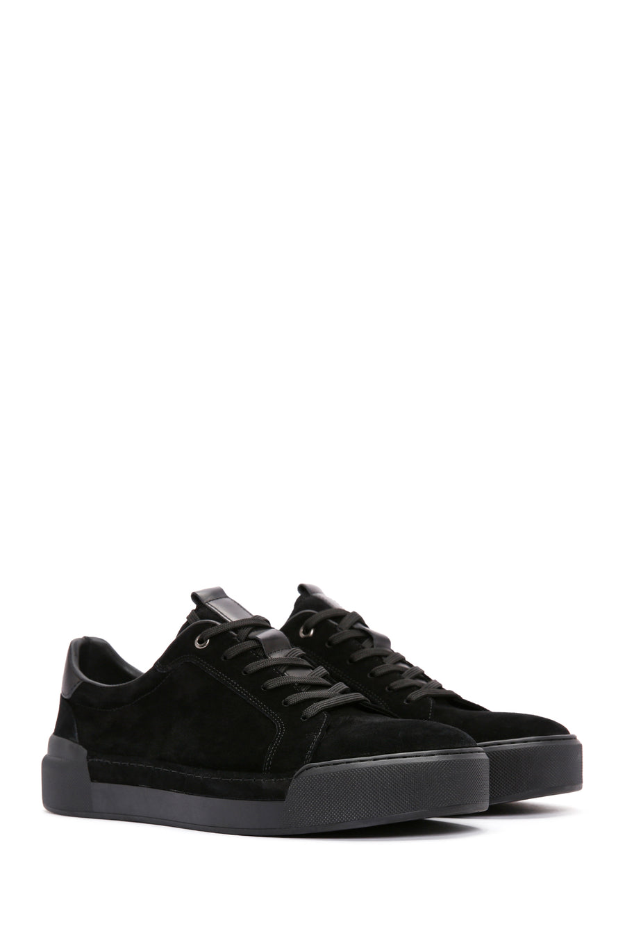 Erkek Siyah Bağcıklı Deri Sneaker