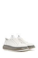 
Men's White Thick Sole Lace-Up Leather Sneaker
 | Derimod