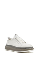 
Men's White Thick Sole Lace-Up Leather Sneaker
 | Derimod