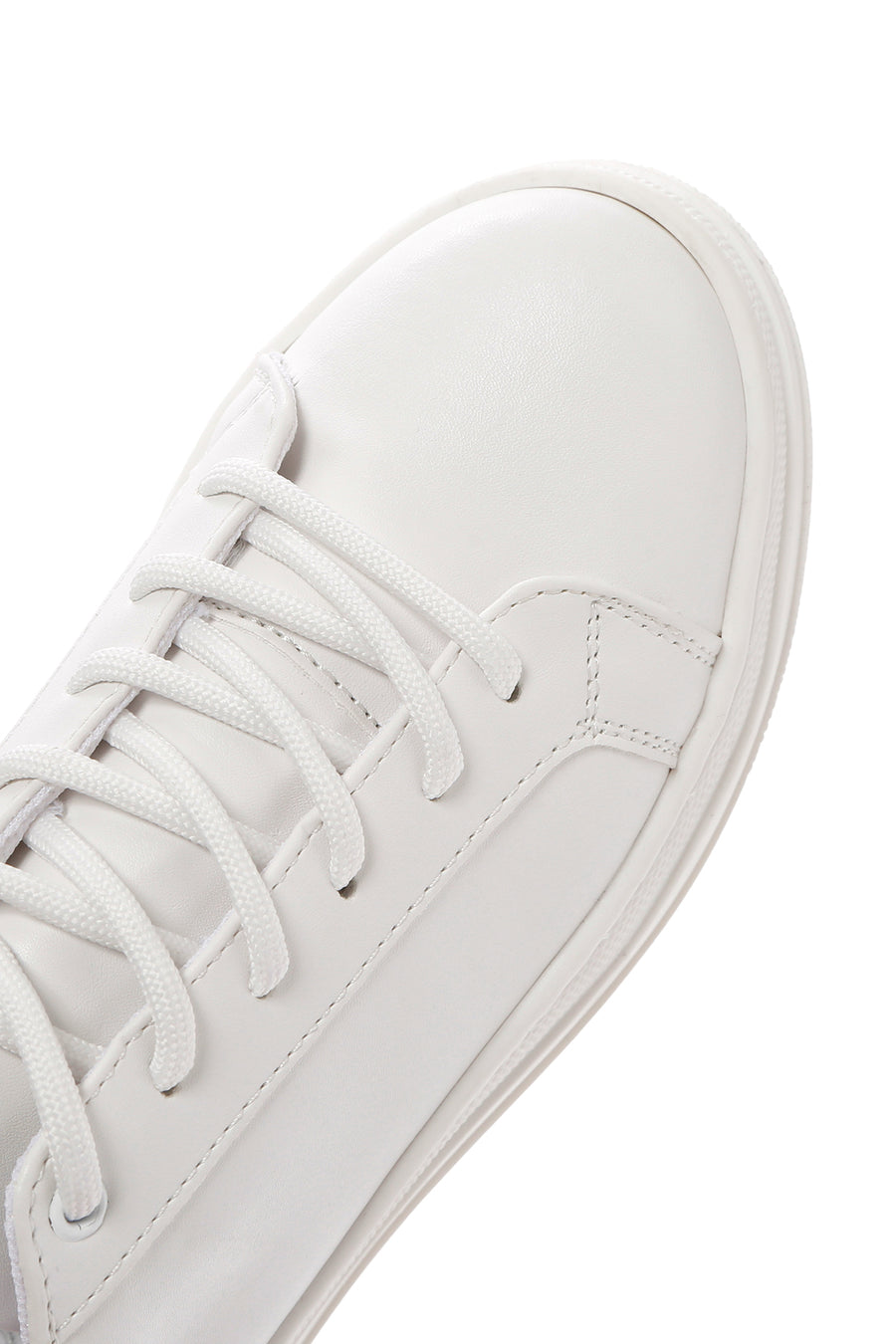 Kadın Beyaz Bağcıklı Kalın Topuklu Sneaker