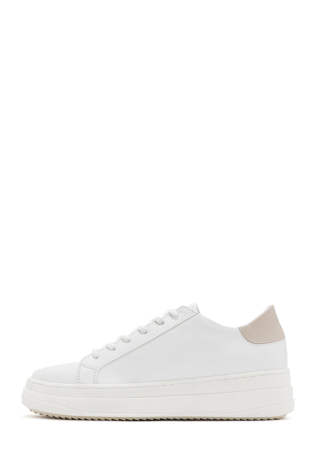 Kadın Beyaz Bağcıklı Kalın Topuklu Sneaker