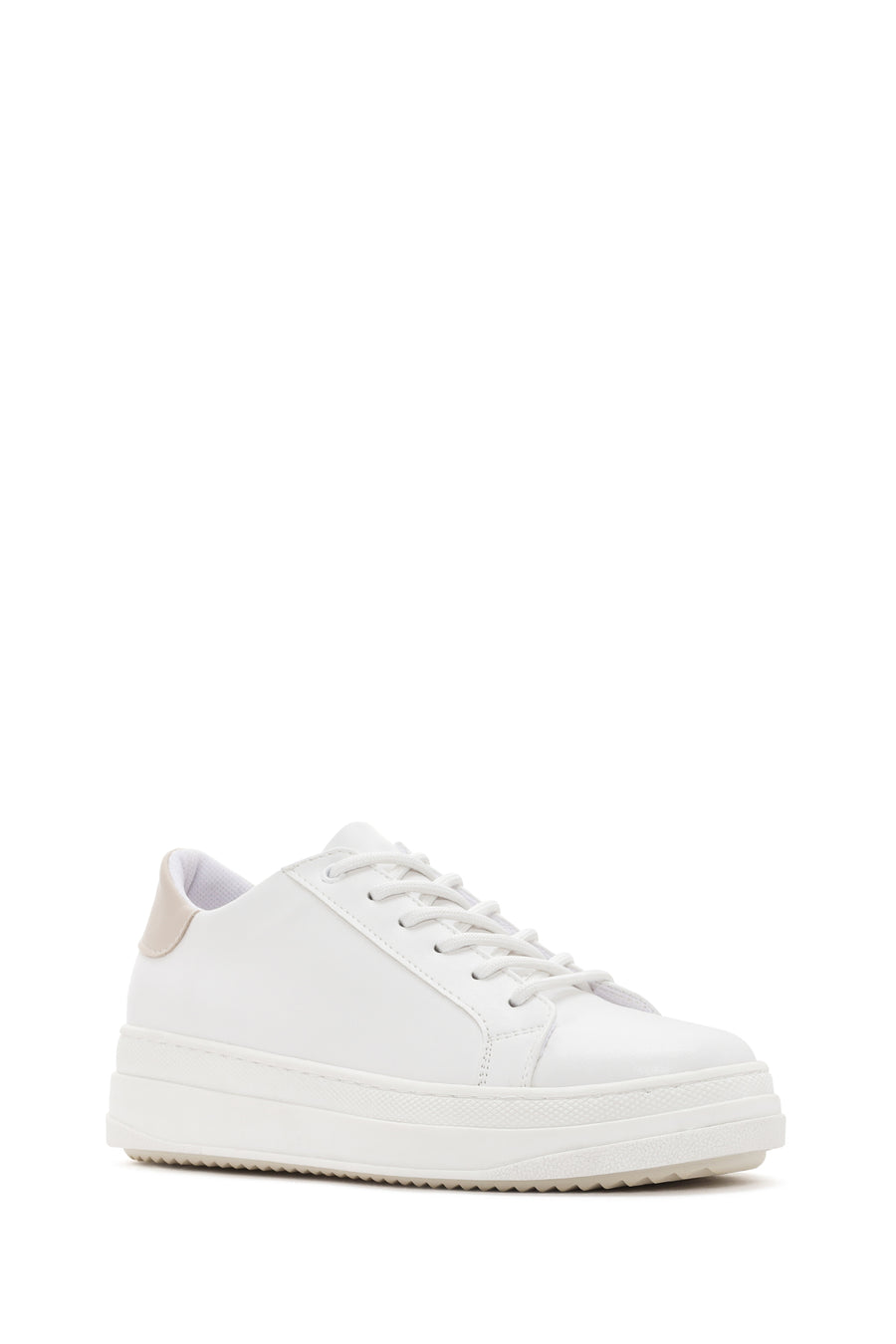 Kadın Beyaz Bağcıklı Kalın Topuklu Sneaker