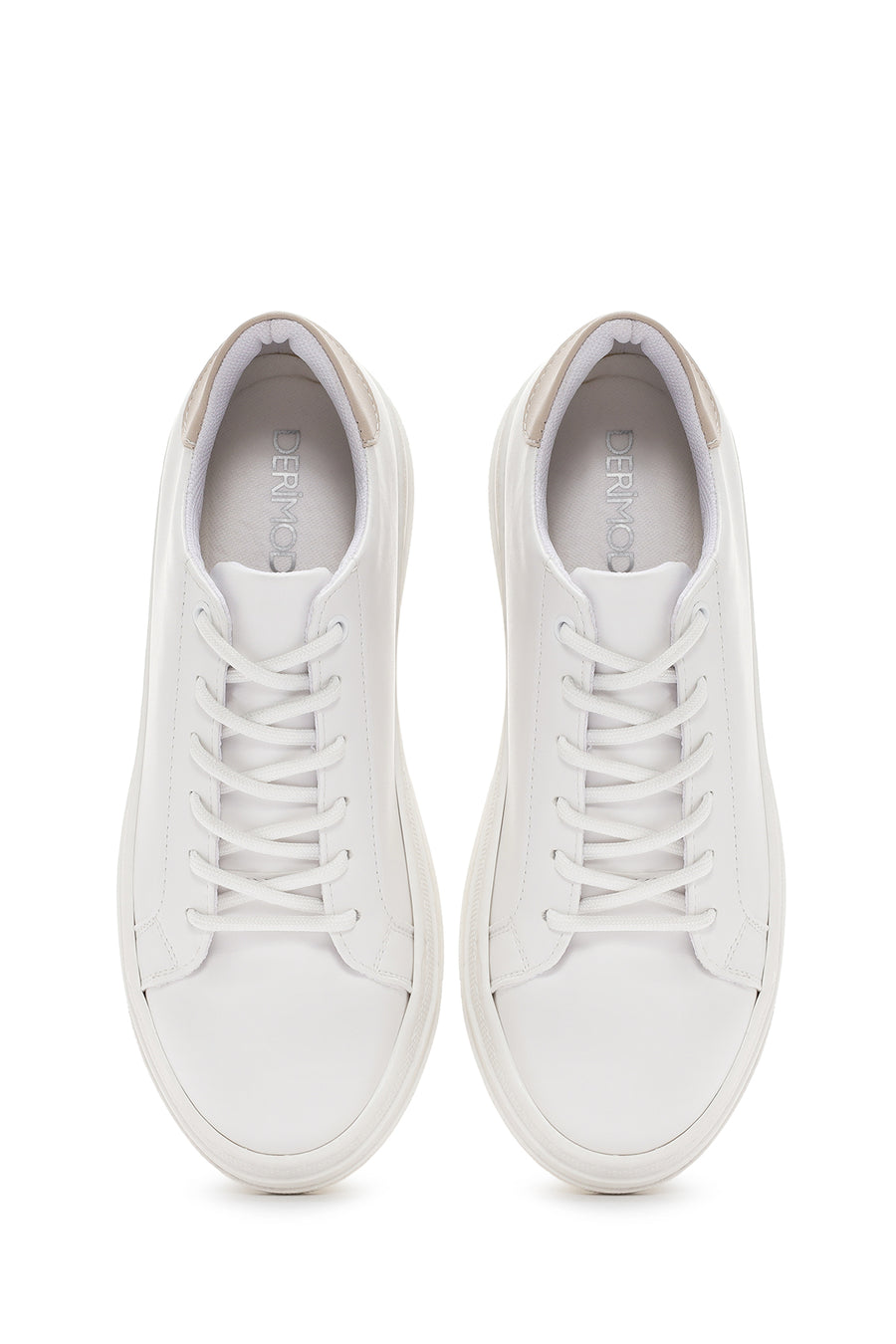 Kadın Beyaz Bağcıklı Kalın Topuklu Sneaker