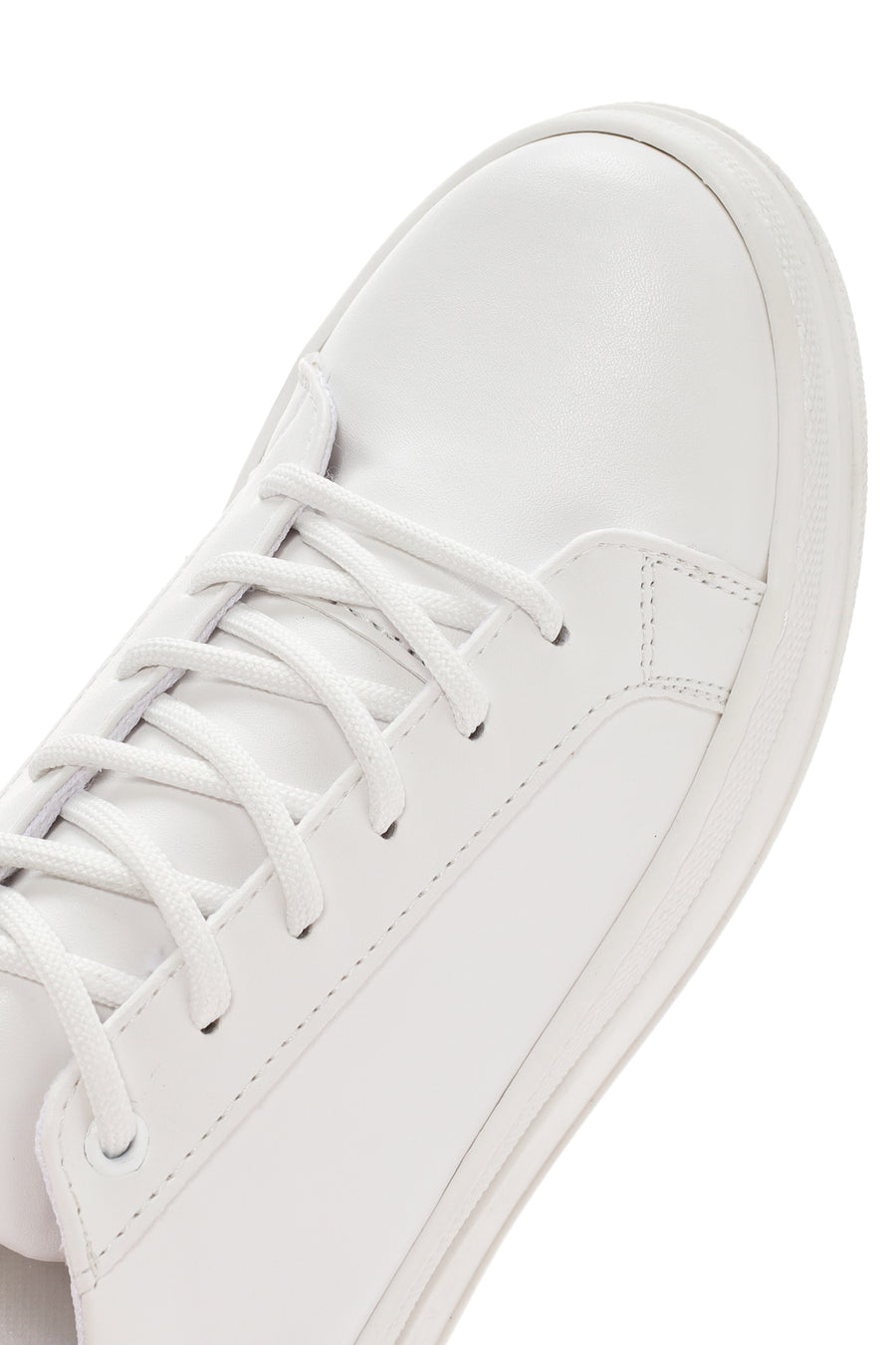 Kadın Beyaz Bağcıklı Kalın Topuklu Sneaker