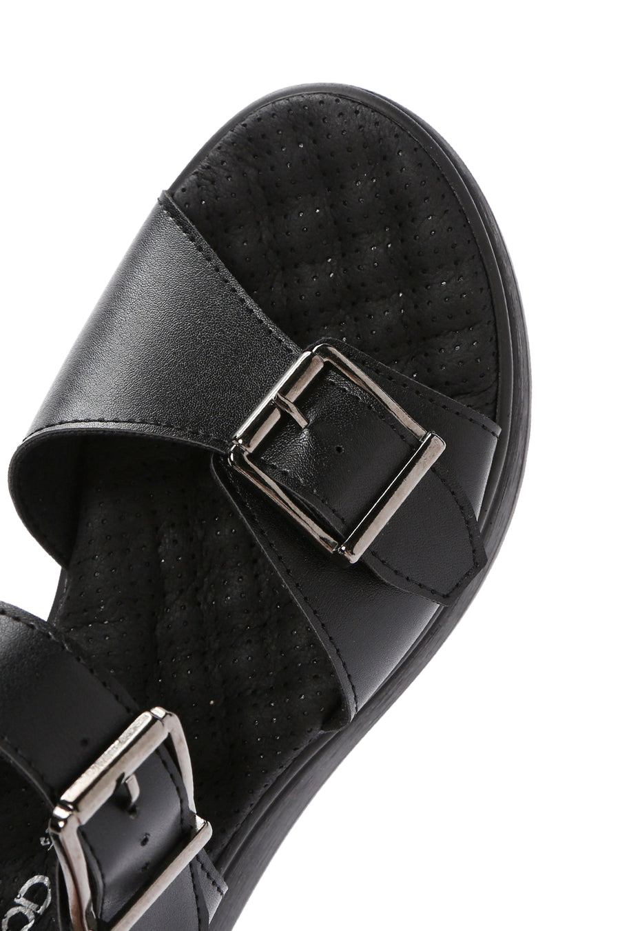 Women's Black Thick Sole Comfort Sandals with Ankle Strap