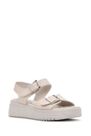 Kadın Krem Kalın Tabanlı Bilekten Bantlı Comfort Sandalet | Derimod