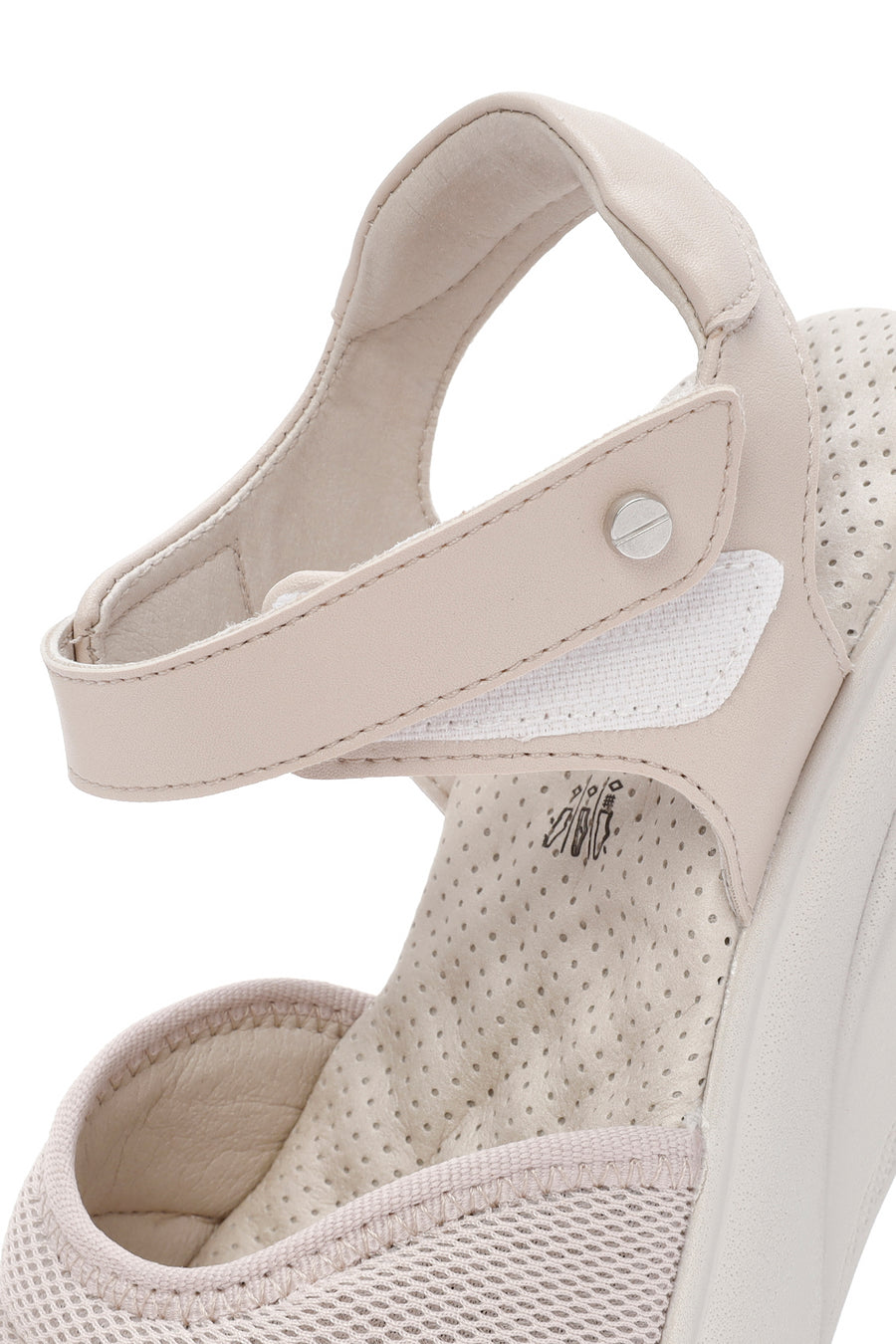 Women's Cream Wedge Heel Ankle Strap Comfort Sandals