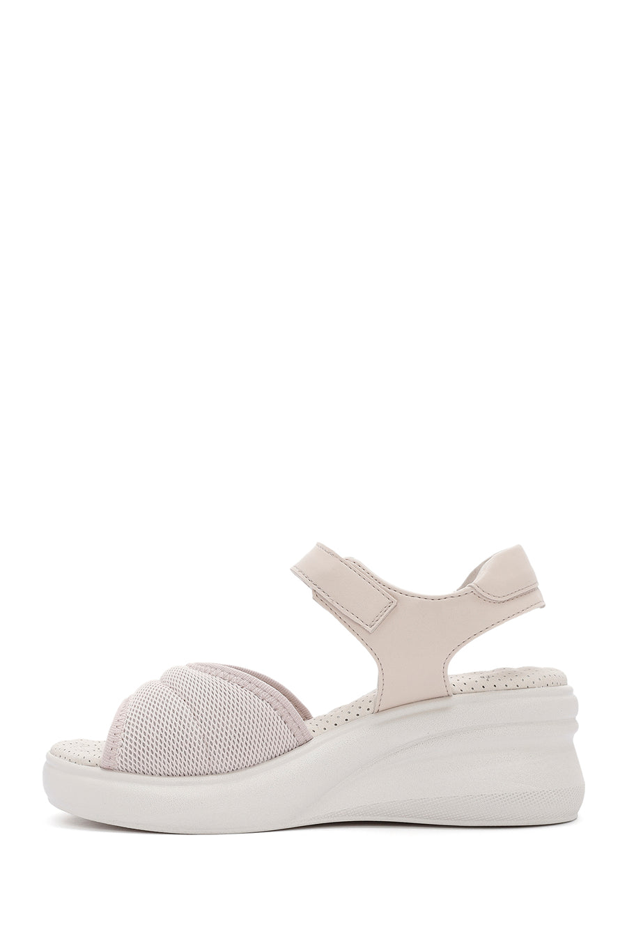 Women's Cream Wedge Heel Ankle Strap Comfort Sandals