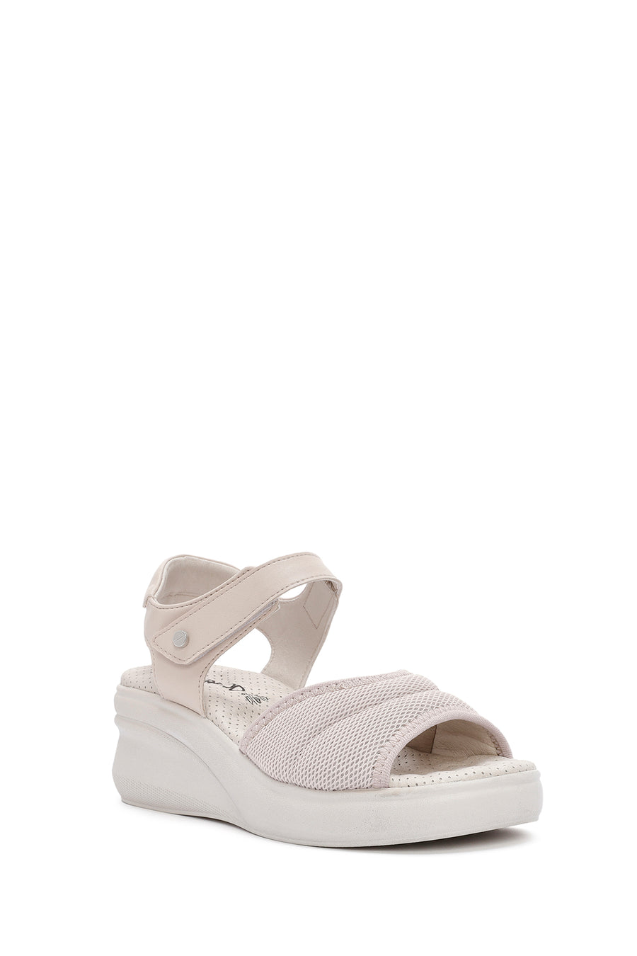 Women's Cream Wedge Heel Ankle Strap Comfort Sandals