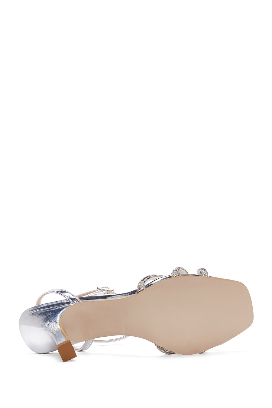 Women's Silver Ankle Buckle Stone Thin Heeled Sandals