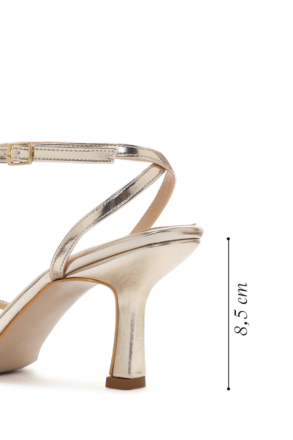 Kadın Altın Bilekten Tokalı Taşlı İnce Topuklu Sandalet