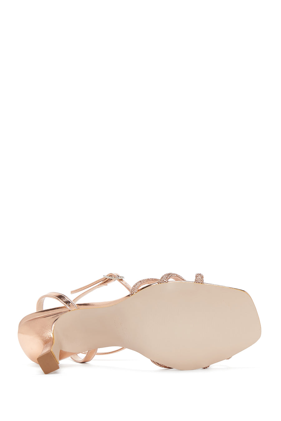 Women's Pink Ankle Buckle Stone Thin Heeled Sandals