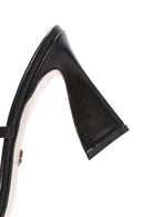 Women's Black Metallic Thin Heeled Slippers | Derimod