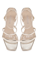 Kadın Altın Bilekten Bantlı Topuklu Metalik Sandalet | Derimod