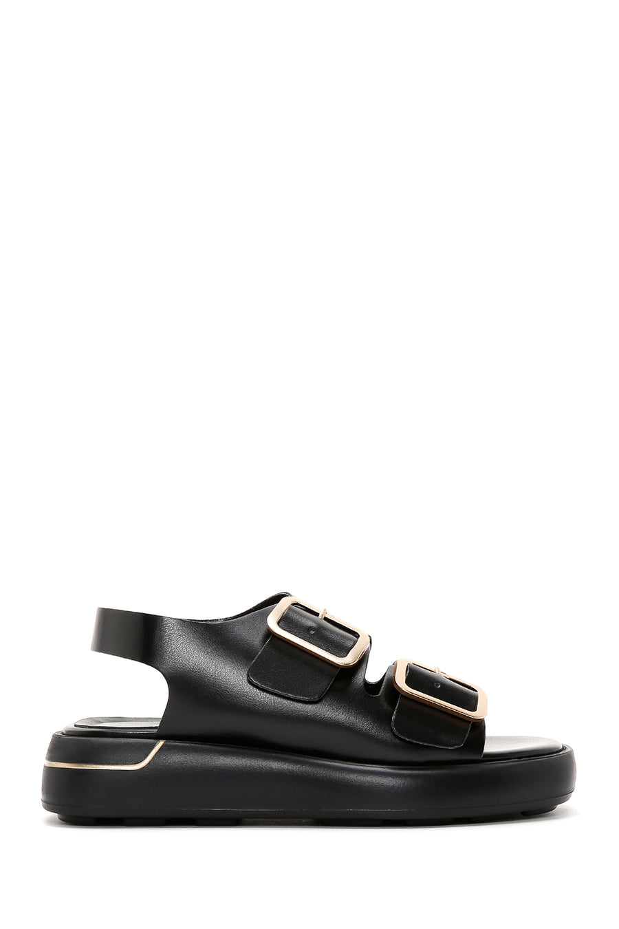 Women's Black Double Buckle Sandals 24SFE400218 | Derimod
