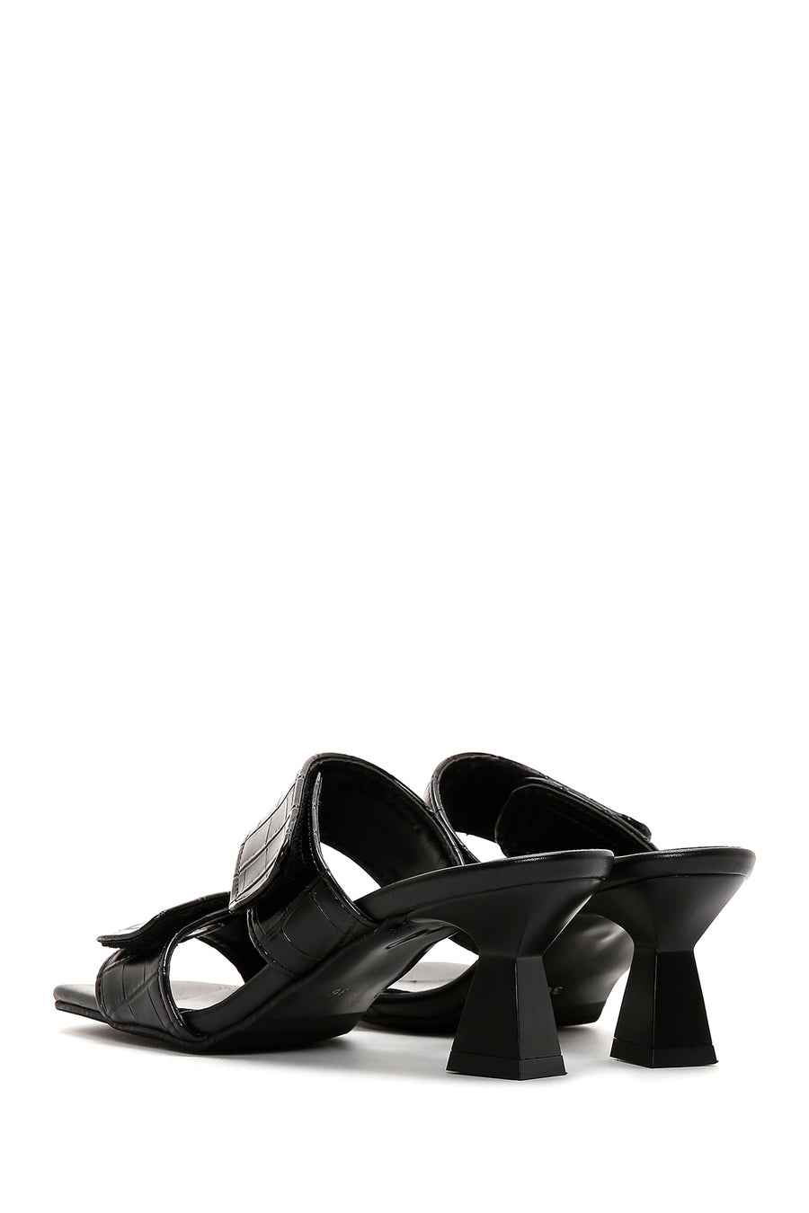 Women's Black Thin Heeled Slippers