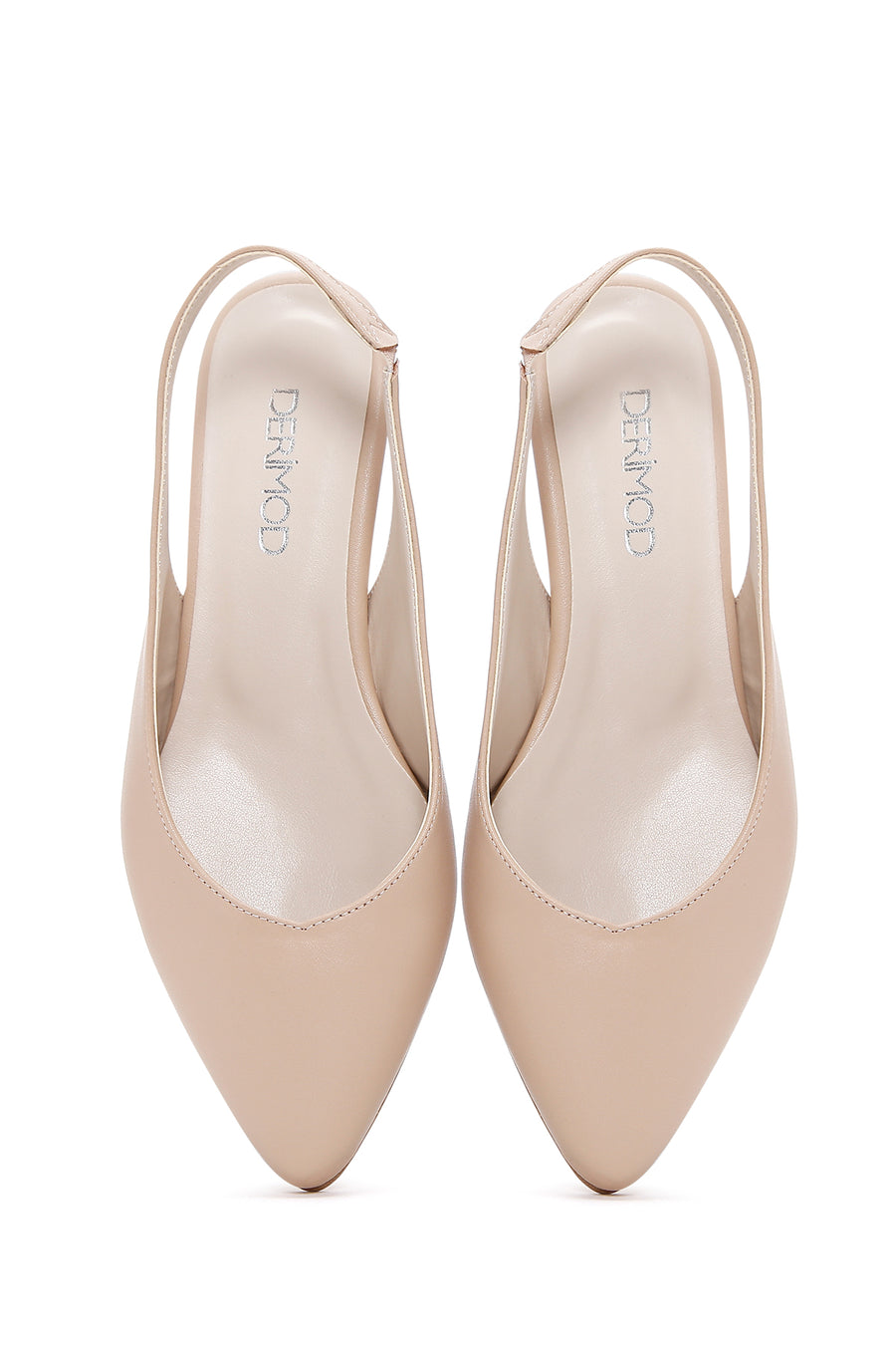 Women's Beige Open-Back Ballerinas