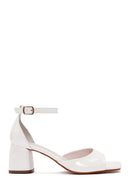 Women's White Ankle Strap Heeled Patent Leather Shoes | Derimod