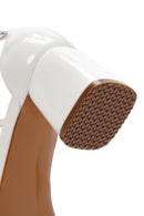 Women's White Ankle Strap Heeled Patent Leather Shoes | Derimod