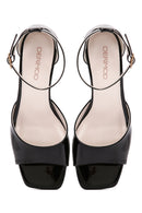 Women's Black Ankle Strap Heeled Patent Leather Shoes | Derimod