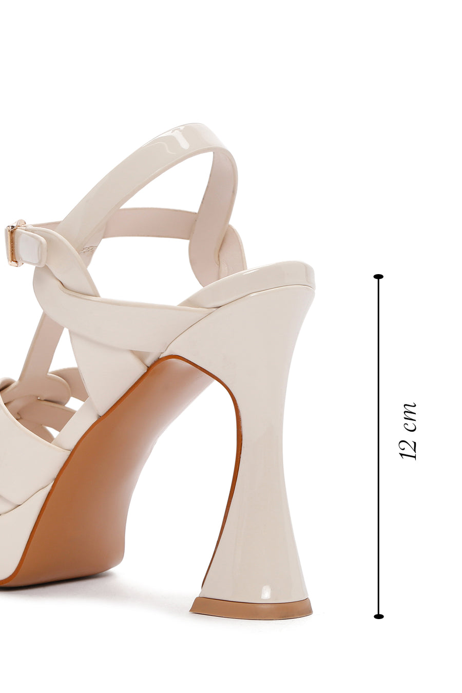 Women's White Platform Heeled Ankle Strap Sandals