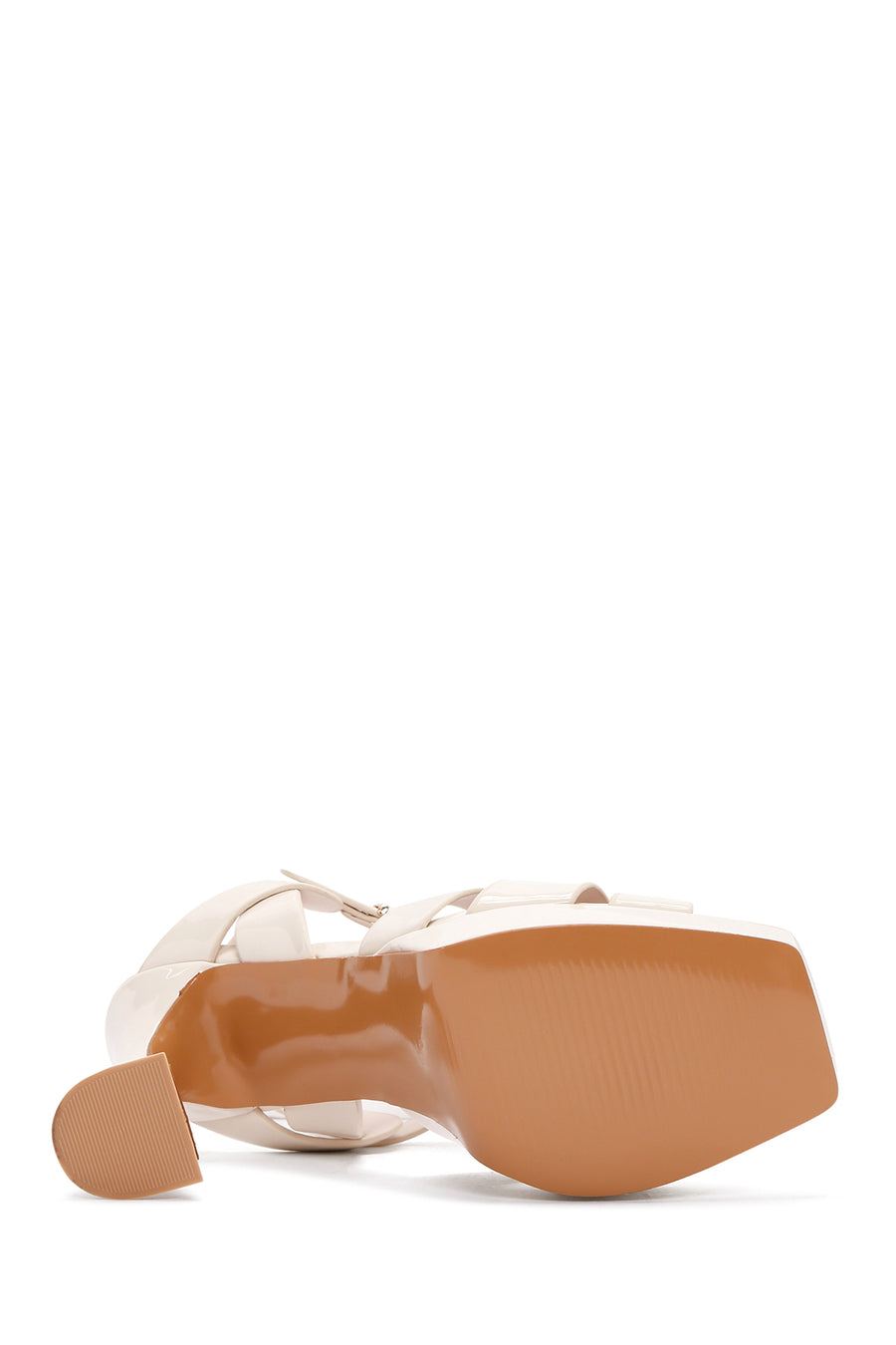 Women's White Platform Heeled Ankle Strap Sandals