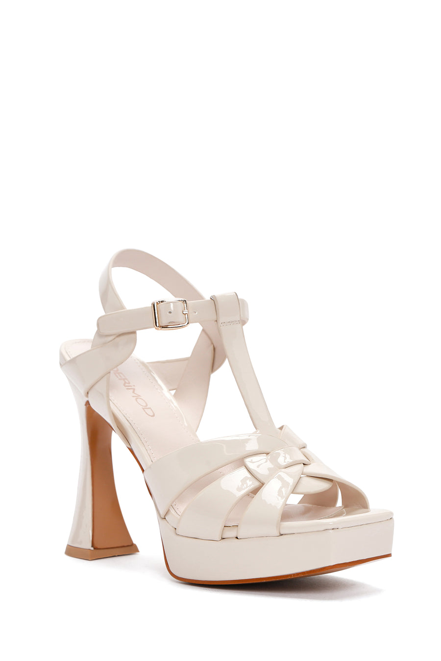 Women's White Platform Heeled Ankle Strap Sandals