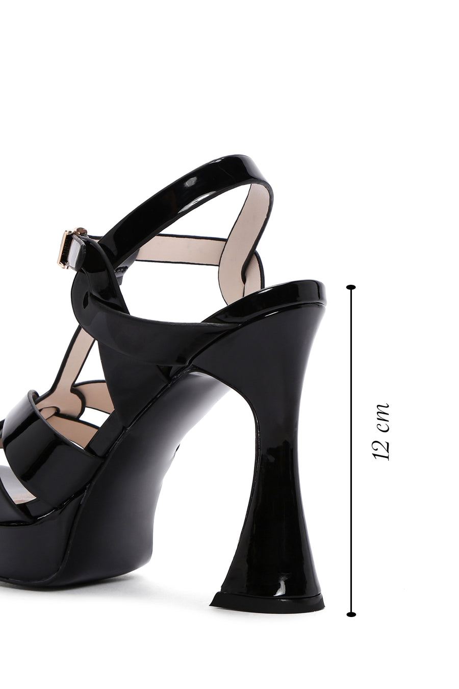 Women's Black Platform Heeled Ankle Strap Sandals