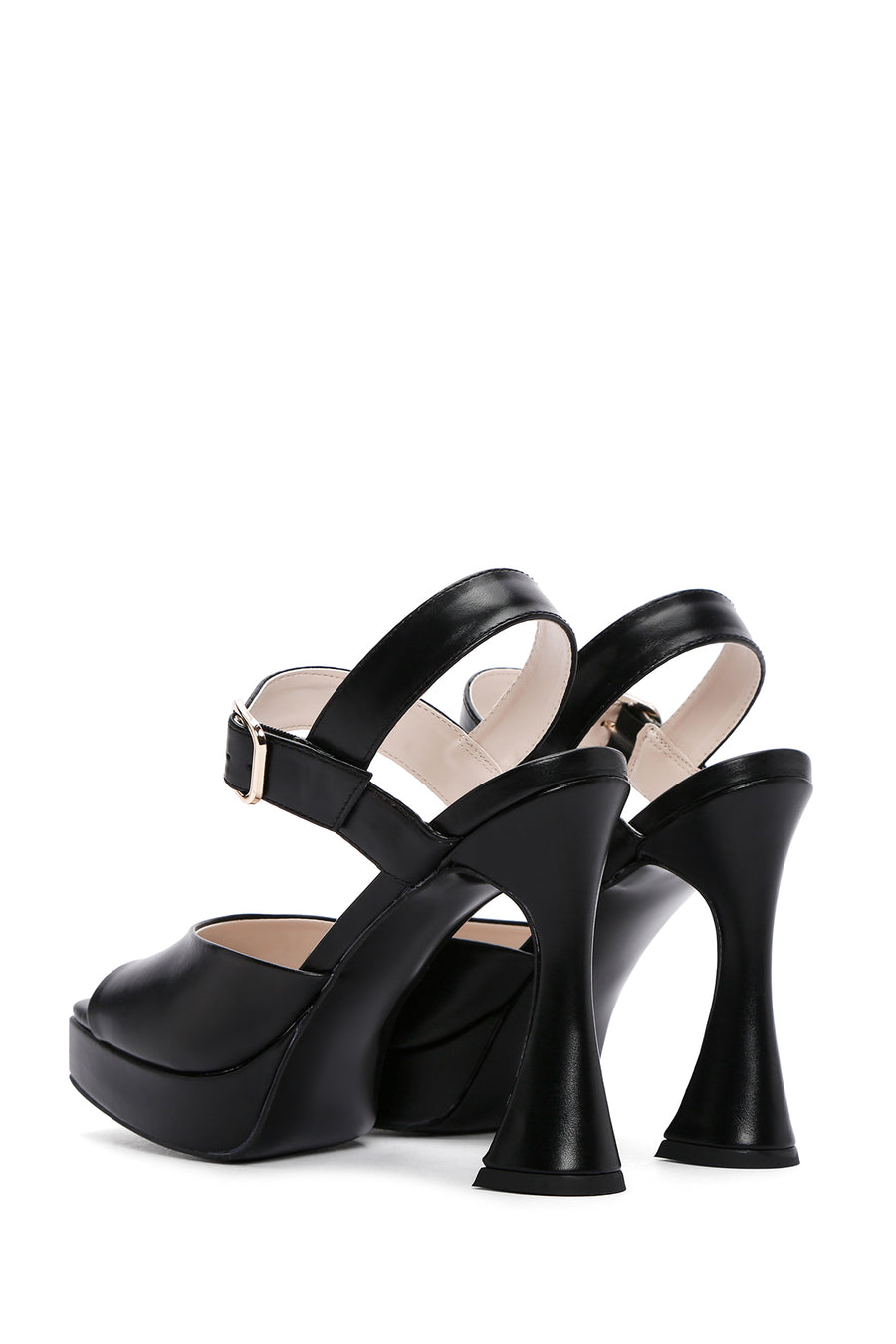 Women's Black Ankle Strap High Heel Sandals