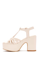 Women's White Ankle Strap Platform High Heel Sandals | Derimod