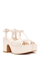 Women's White Ankle Strap Platform High Heel Sandals | Derimod