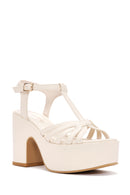 Women's White Ankle Strap Platform High Heel Sandals | Derimod
