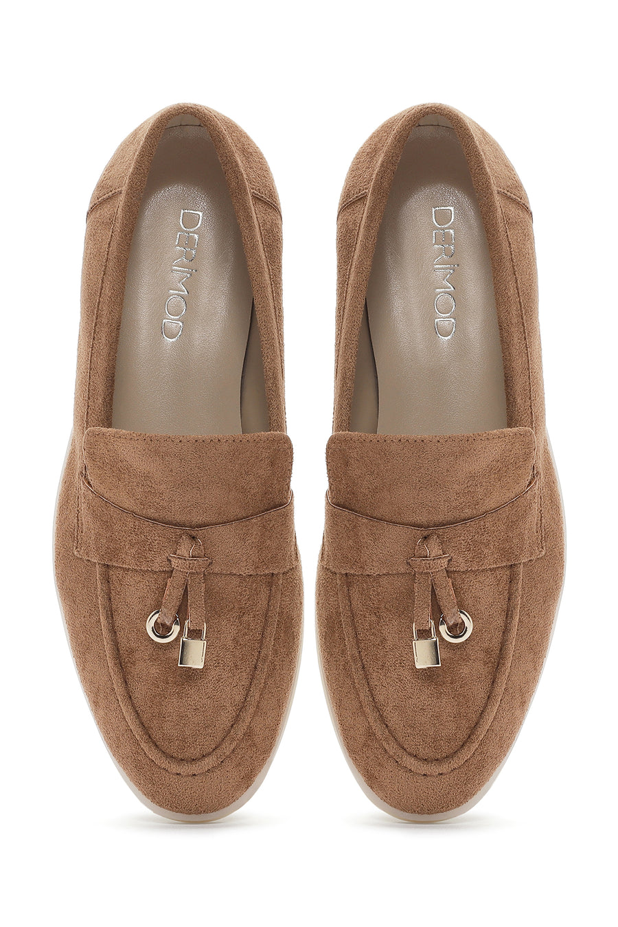 Kadın Taba Püsküllü Süet Maskülen Loafer