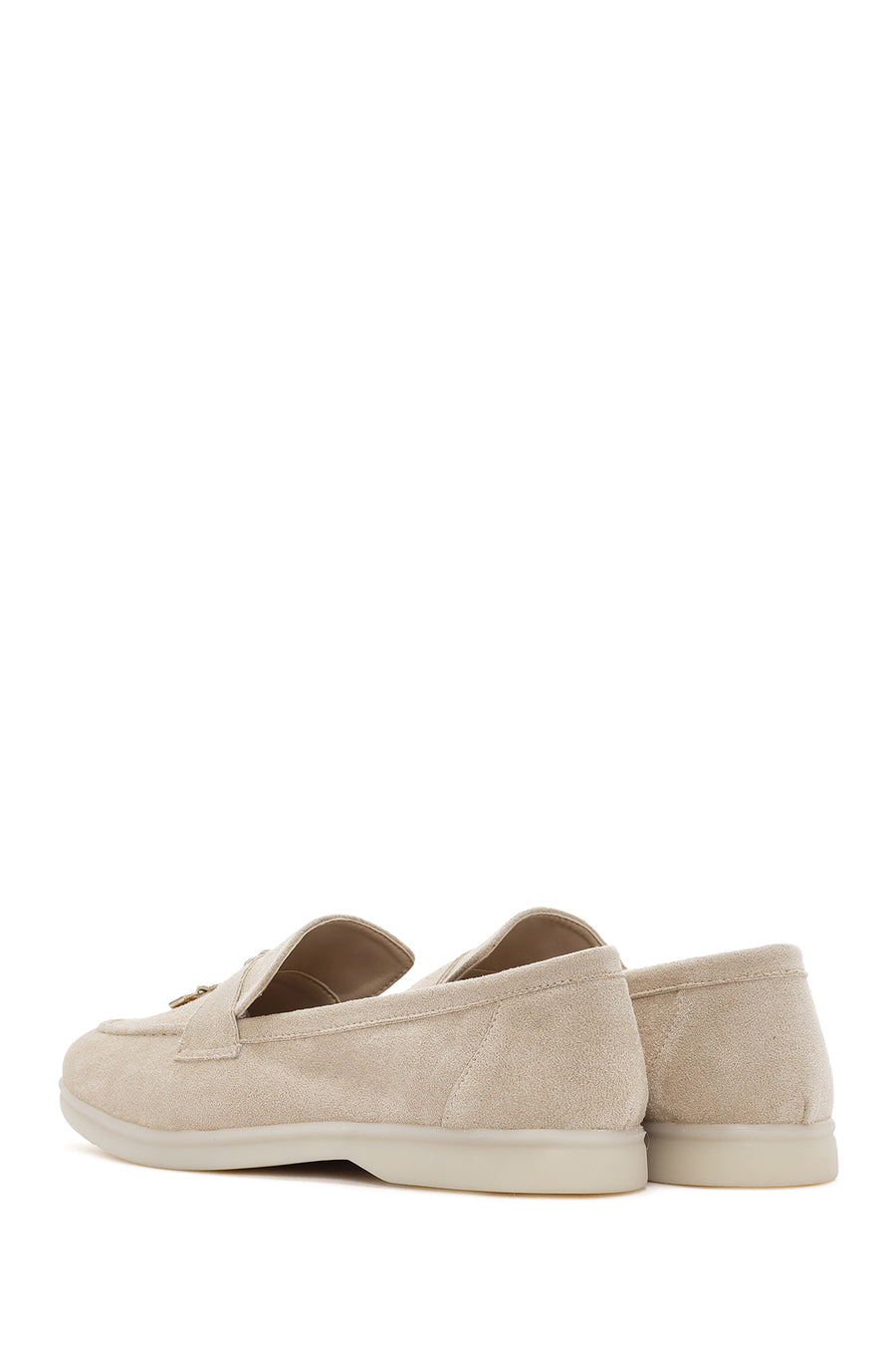 Kadın Bej Püsküllü Süet Maskülen Loafer