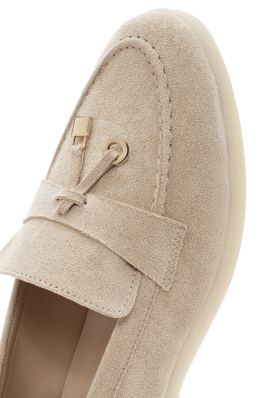 Kadın Bej Püsküllü Süet Maskülen Loafer