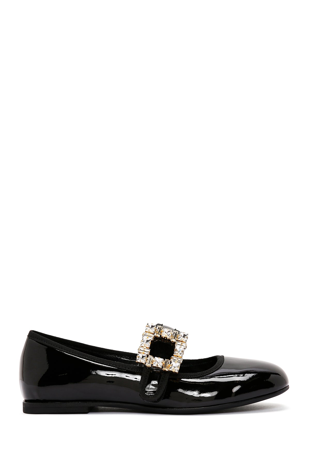Women's Black Stoned Patent Leather Ballerinas 24SFE402816 | Derimod