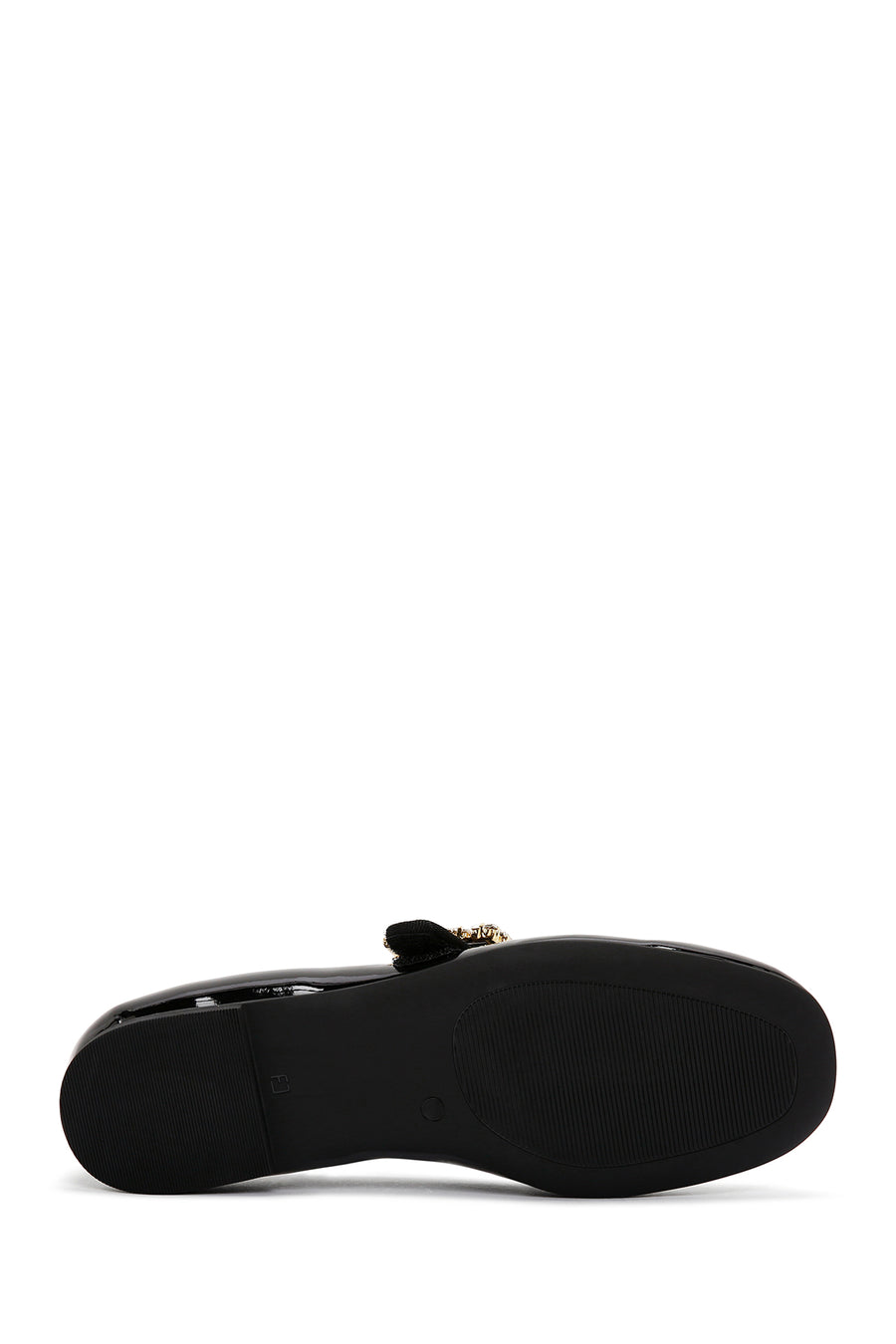 Women's Black Stoned Patent Leather Ballerinas