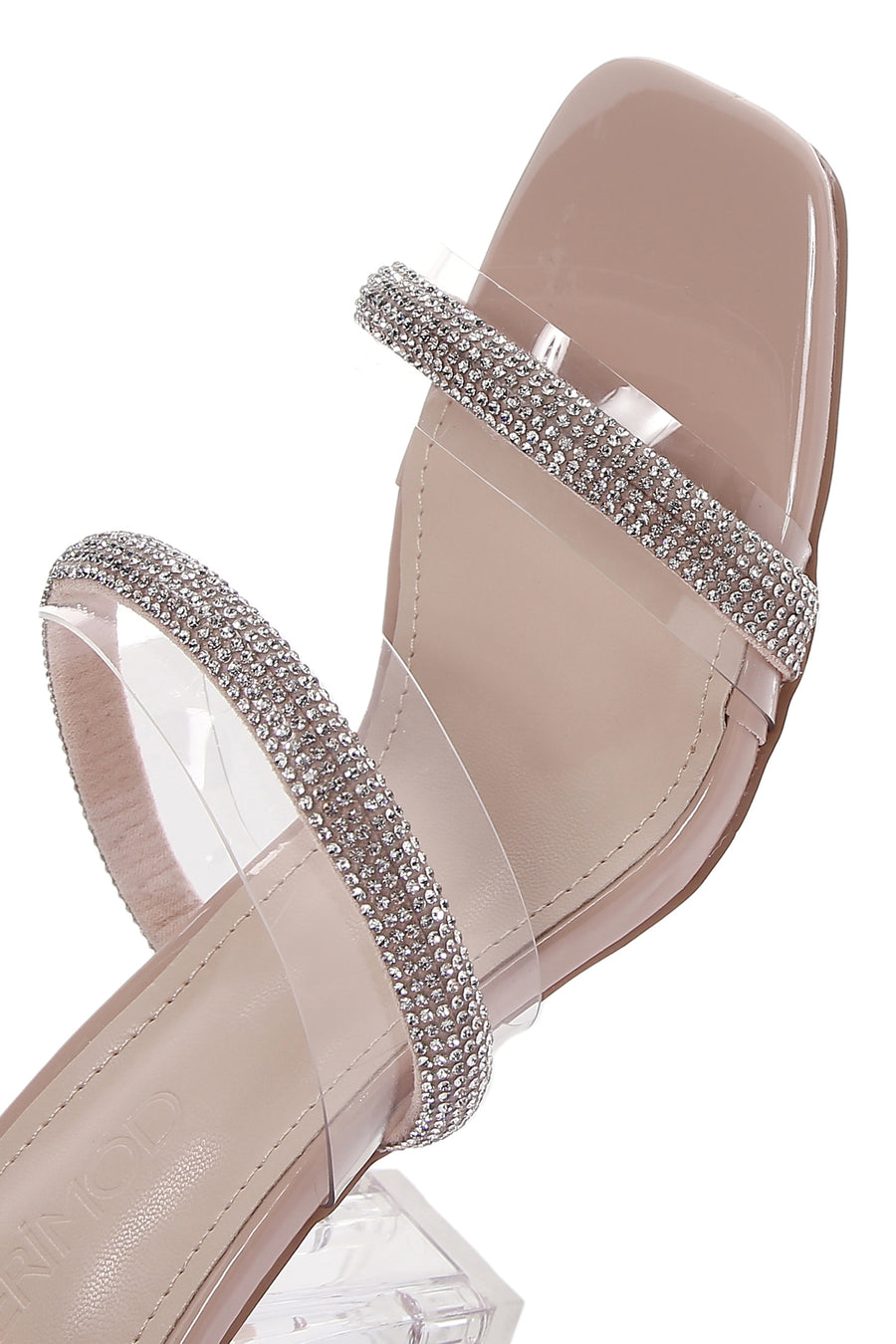 Women's Beige Stone Heeled Slippers