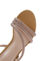 Kadın Bej Bilekten Bantlı Taşlı Topuklu Sandalet | Derimod