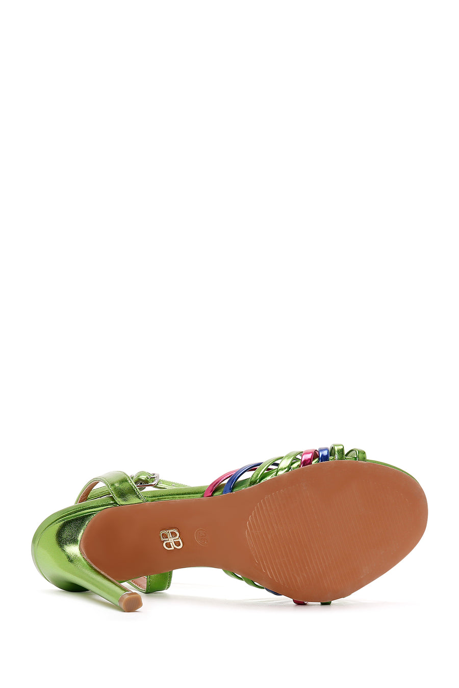 Women's Green Ankle Strap Thin Heel Sandals