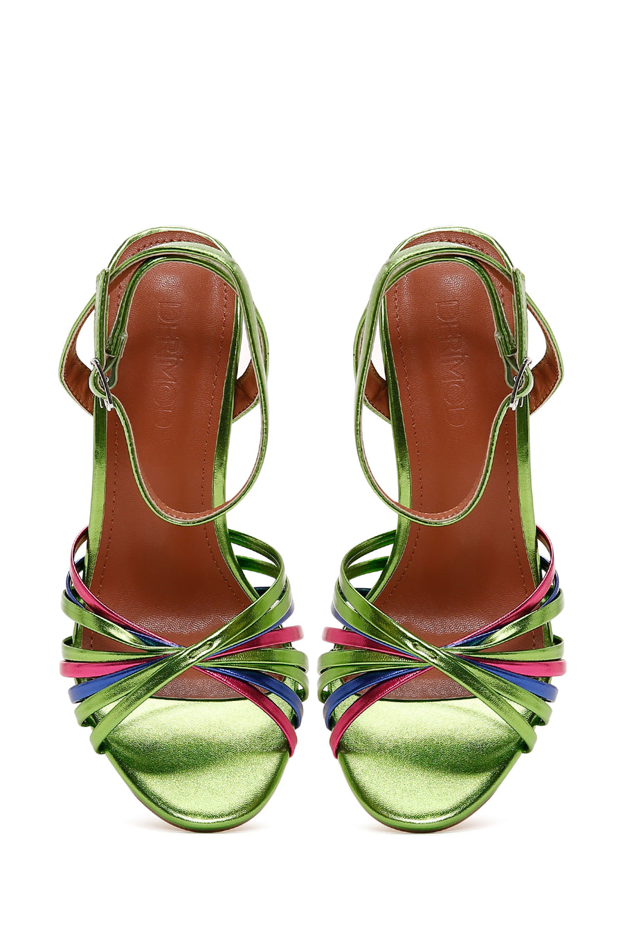 Women's Green Ankle Strap Thin Heel Sandals