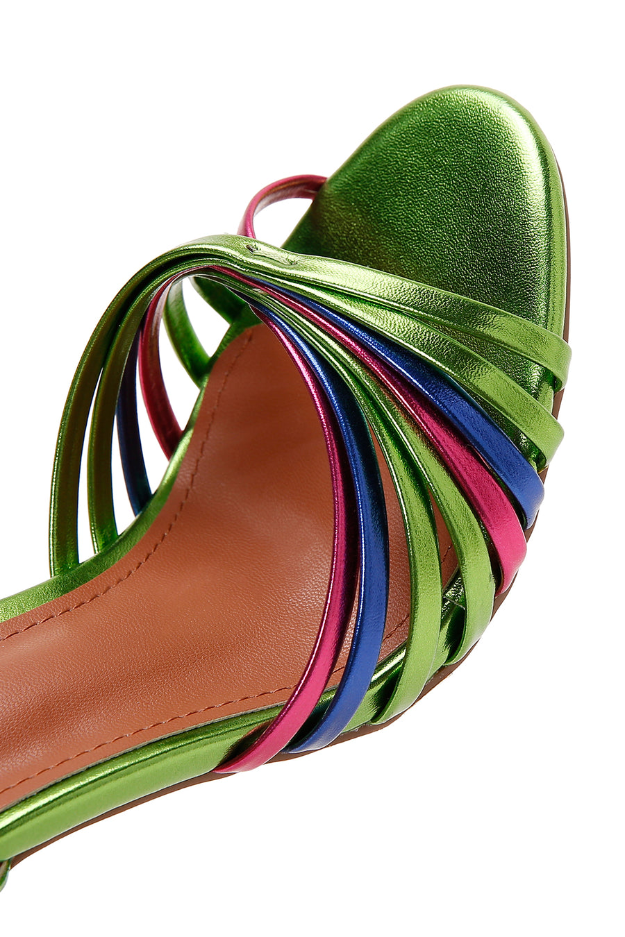 Women's Green Ankle Strap Thin Heel Sandals