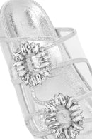Women's Transparent Double Buckle Stone Slippers | Derimod