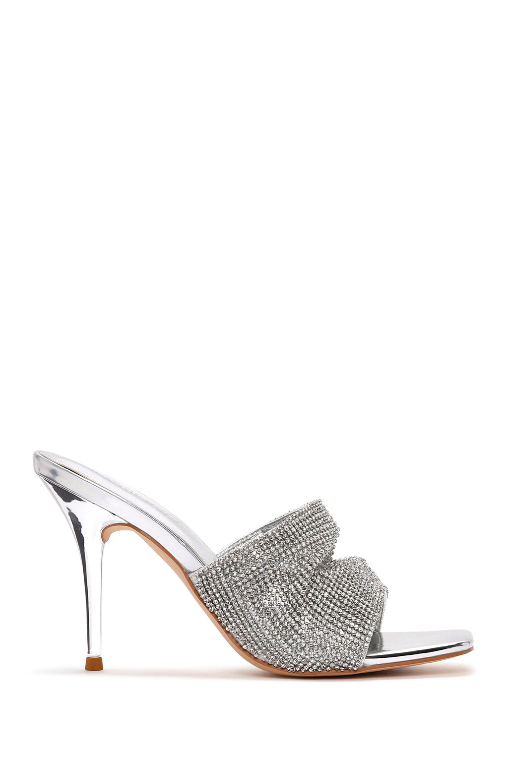 Kadın Gümüş Taşlı İnce Topuklu Terlik