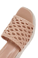 Women's Beige Wedge Heeled Slippers | Derimod