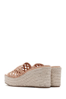 Women's Beige Wedge Heeled Slippers | Derimod